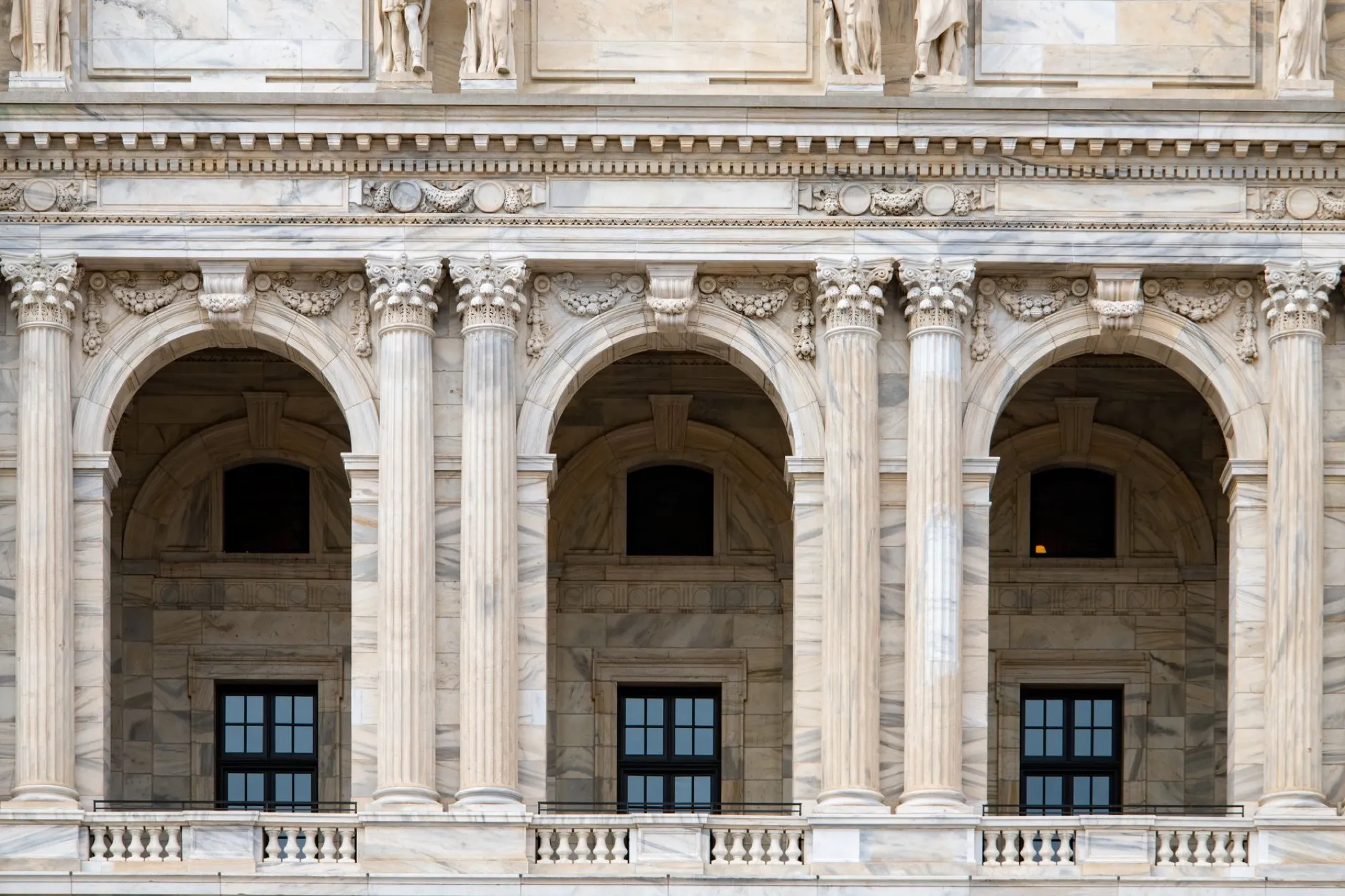Classical government building facade with columns