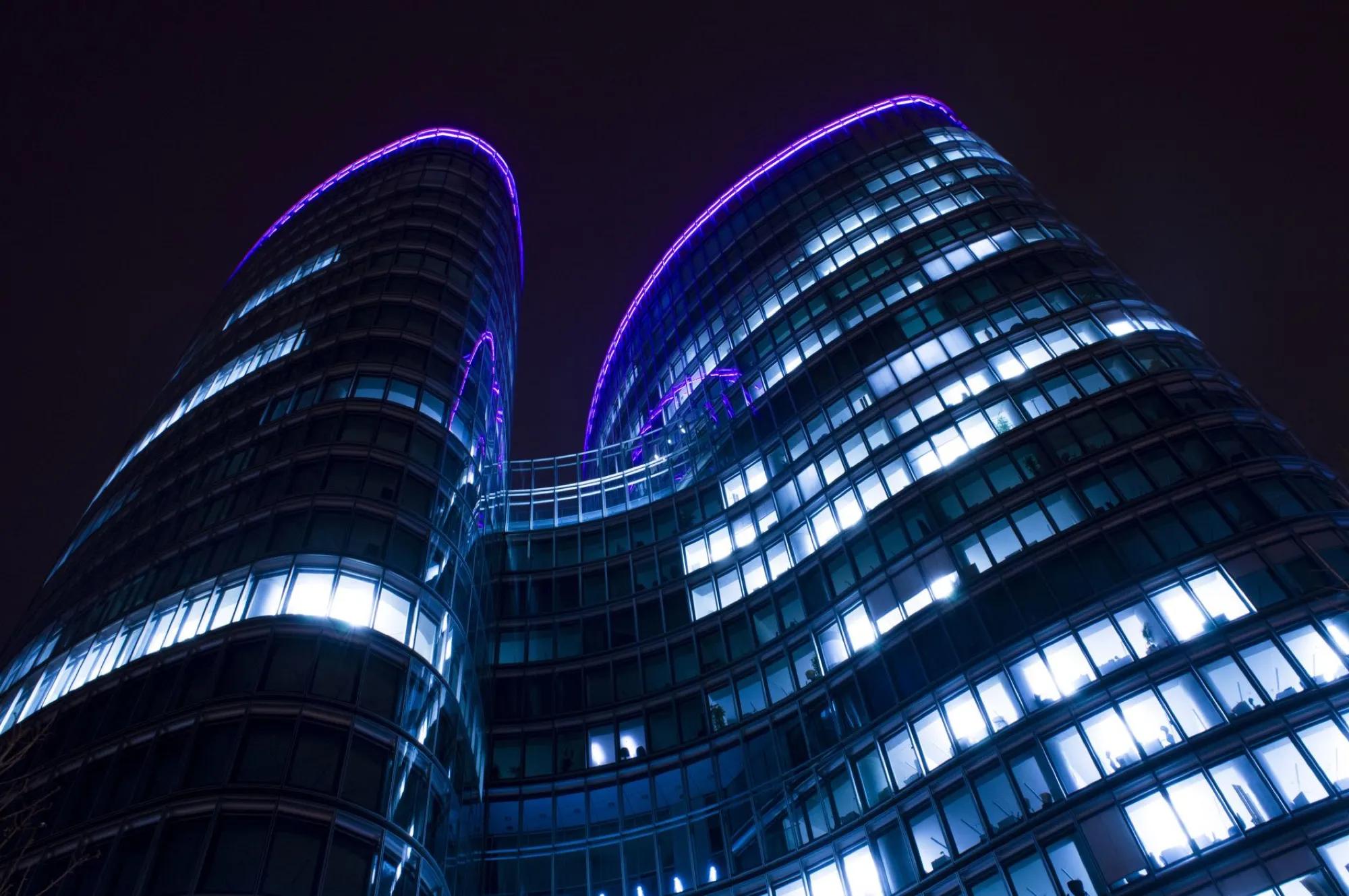 Illuminated modern building at night