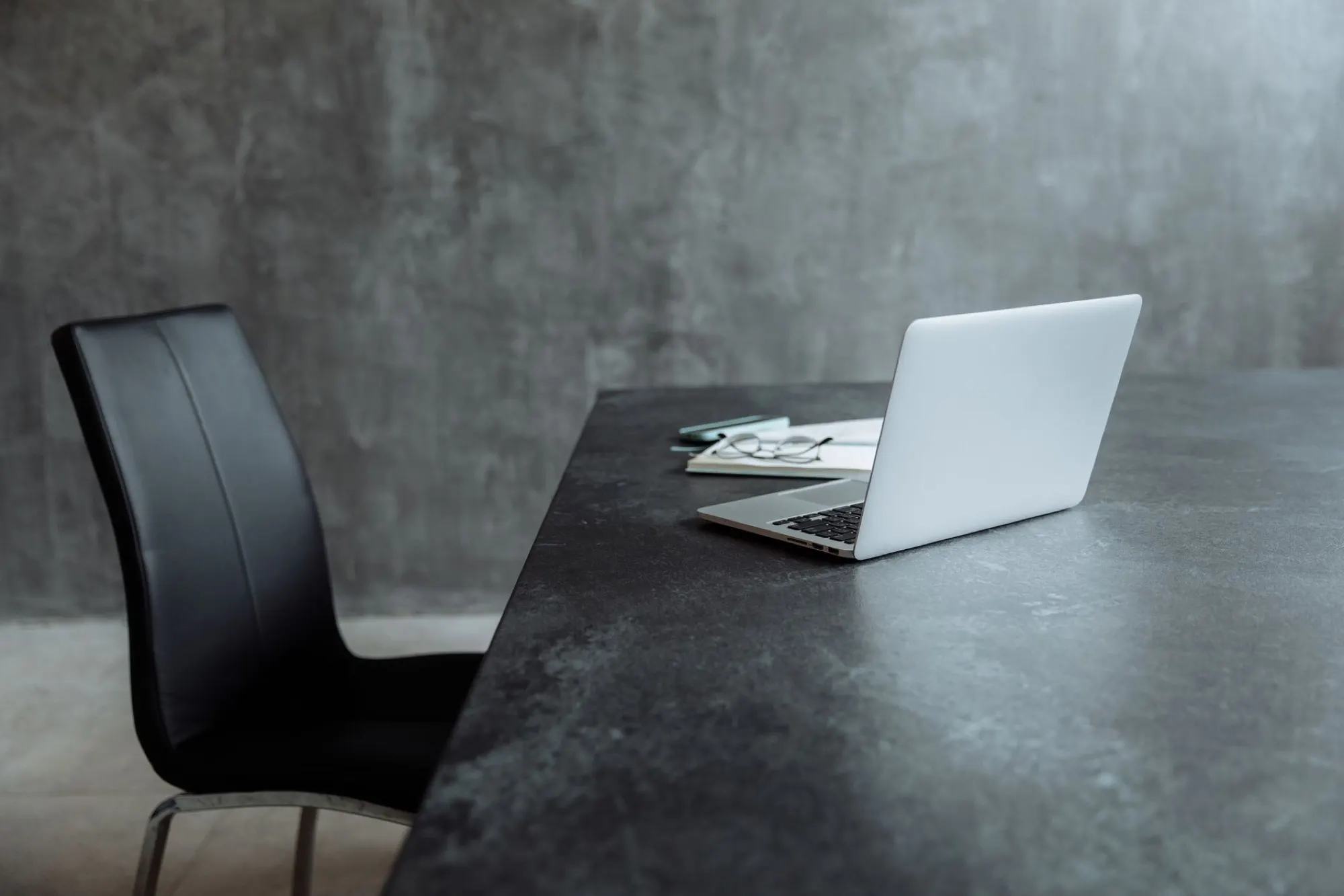 Modern office desk with laptop